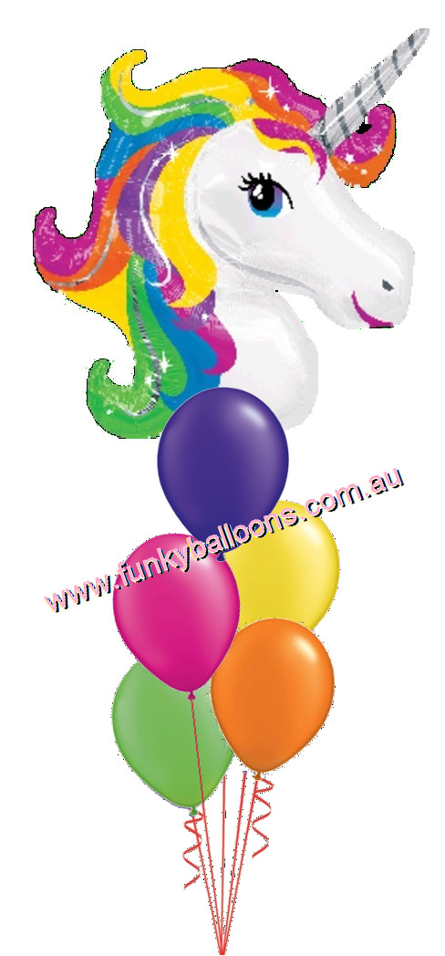 (image for) Rainbow Unicorn Balloon Bouquet - Click Image to Close