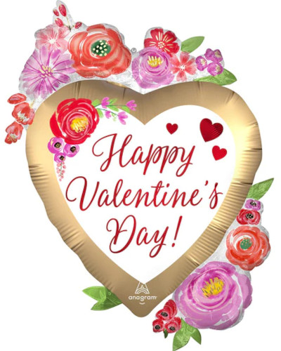 (image for) Happy Valentines Satin Floral Watercolours - Click Image to Close