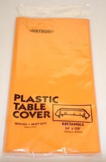 Orange Plastic Table Cover ~ Rectangle