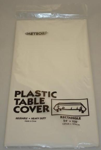 White Plastic Table Cover ~ Rectangle
