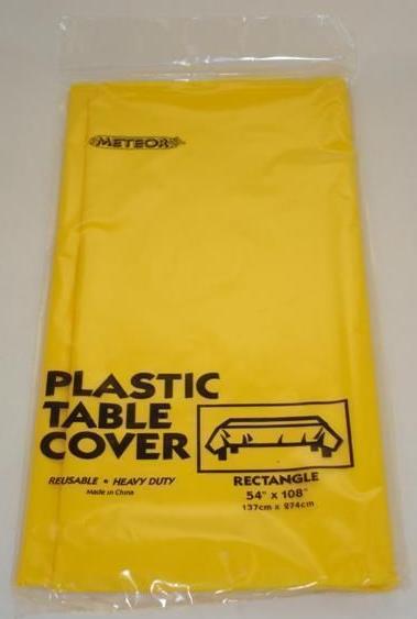Yellow Plastic Table Cover ~ Rectangle