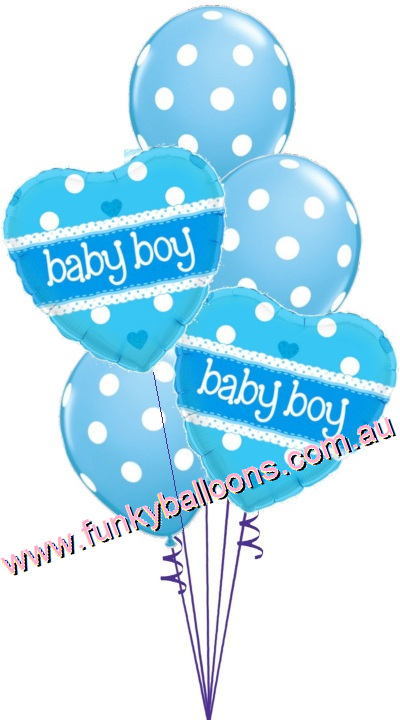 Baby Boy Hearts + Dots Bouquet - Click Image to Close