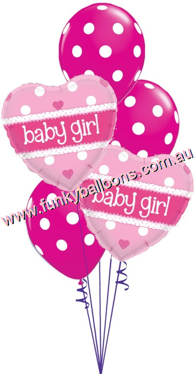 Baby Girl Hearts + Dots Bouquet - Click Image to Close
