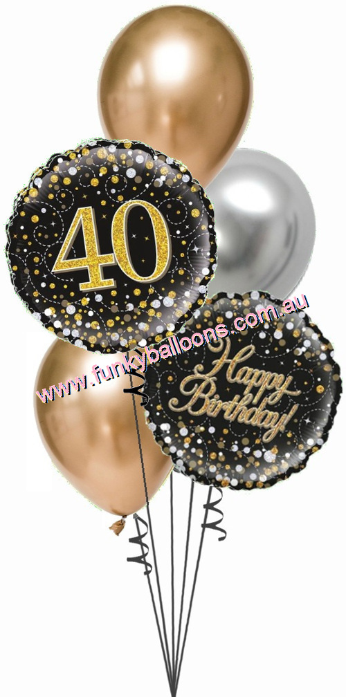 (image for) 40th Fizz Black + Gold Bouquet - Click Image to Close