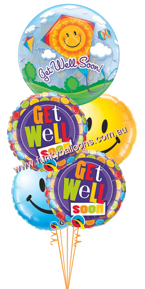 Get Well Soon Kite Bubble + Smiles Bouquet