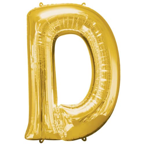Gold Letter D Foil Balloon (41cm)