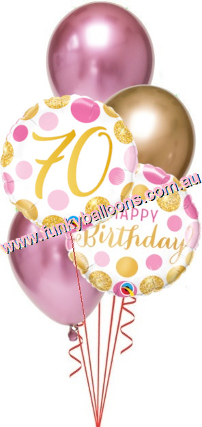 70th Birthday Gold + Pink Chrome Bouquet