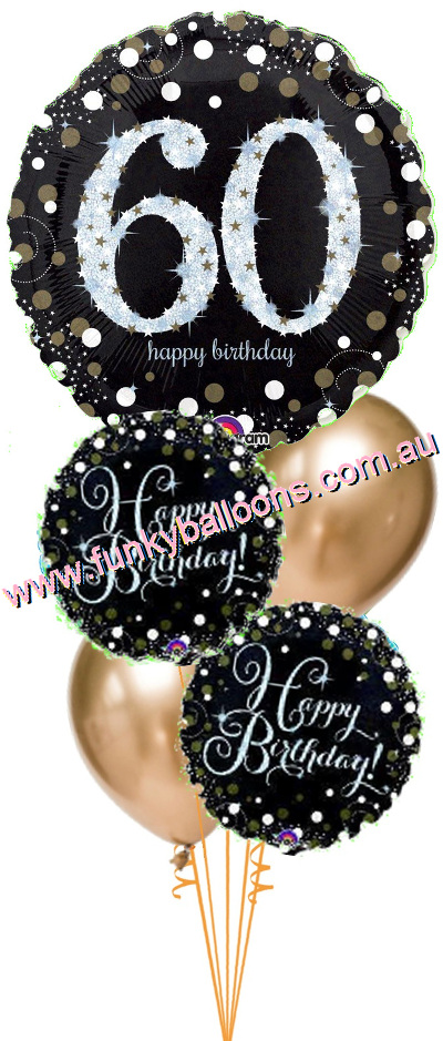 (image for) 60th Golden Sparkling Balloon Bouquet