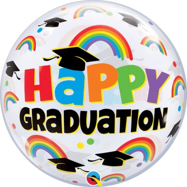 (image for) Graduation Caps + Rainbows Bubble