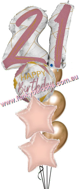 (image for) 21st Jumbo Marble Rose Gold Birthday Bouquet