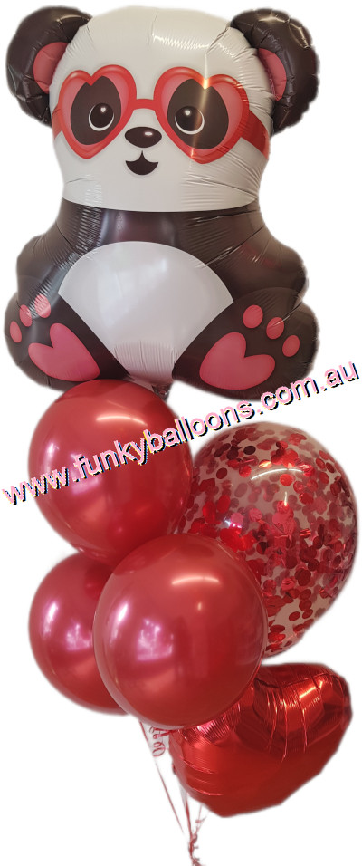 Love Struck Panda Confetti Balloon Bouquet