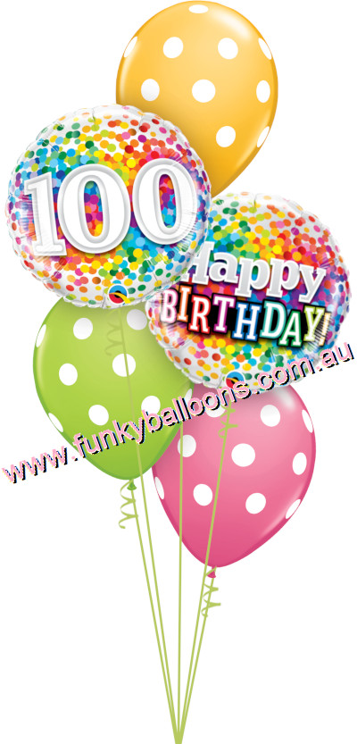 (image for) 100th Rainbow Confetti + Polka Dots Bouquet - Click Image to Close