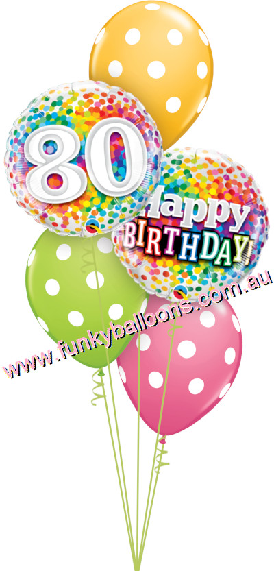 (image for) 80th Rainbow Confetti + Polka Dots Bouquet - Click Image to Close