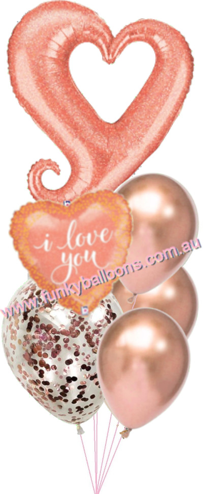 Rose Gold Chain of Hearts Sparkling Balloon Bouquet