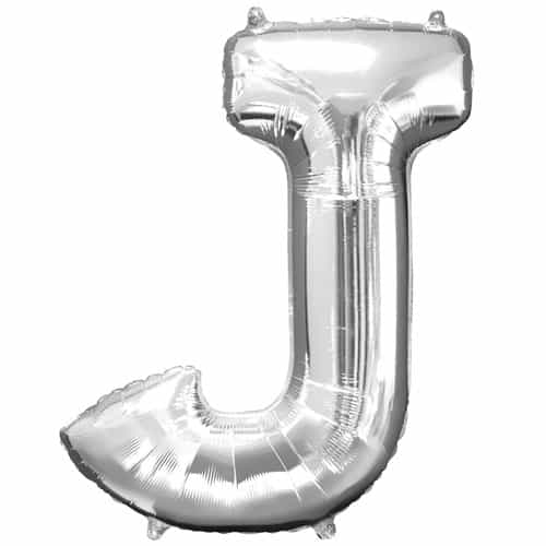 (image for) Silver Letter J Foil Balloon (41cm)