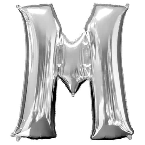 (image for) Silver Letter M Foil Balloon (41cm)