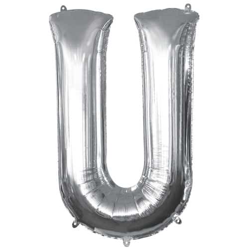 (image for) Silver Letter U Foil Balloon (41cm)