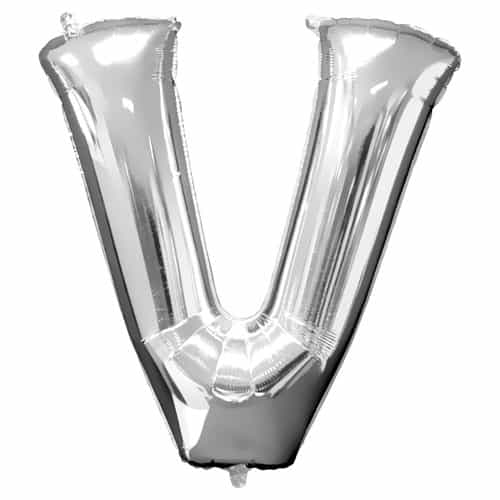 (image for) Silver Letter V Foil Balloon (41cm)
