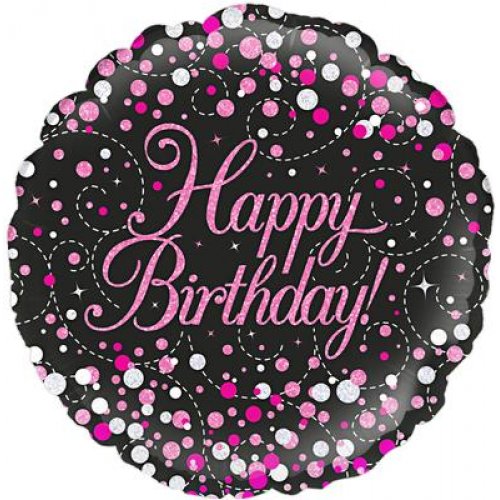 (image for) Fizz Pink + Black Happy Birthday Foil
